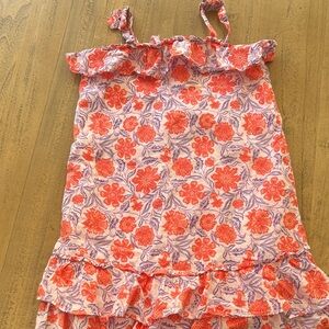 Floral Ruffle Dress with orange and Purple Accents